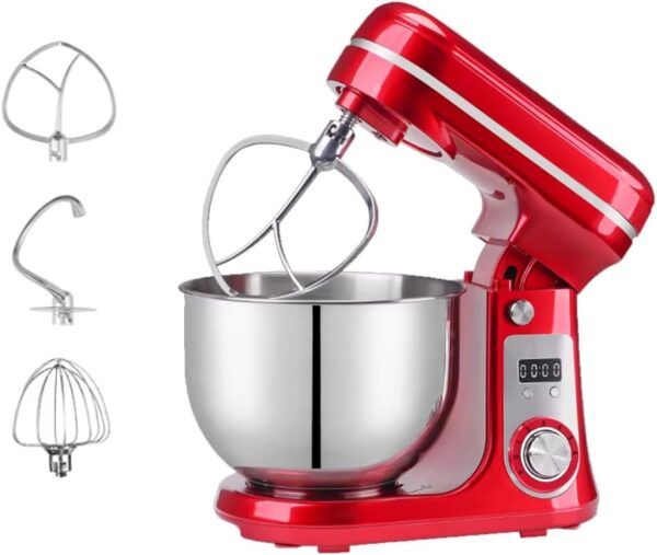 XoTiq Stand Mixer, Large Electric Whisk, 6L Food Mixers for Baking, Splash Guard, 1200W Tilt-Head Food Mixer, Electric Kitchen Mixer with Bowl, Dough Hook, Wire Whip & Beater