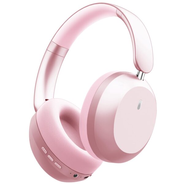 Y05 Bluetooth Headphones Wireless Over Ear Active Noise Cancelling with Microphone 48 Hours Playtime, High Sound Quality Foldable Soft Earpads Earphones for Travel - Pink
