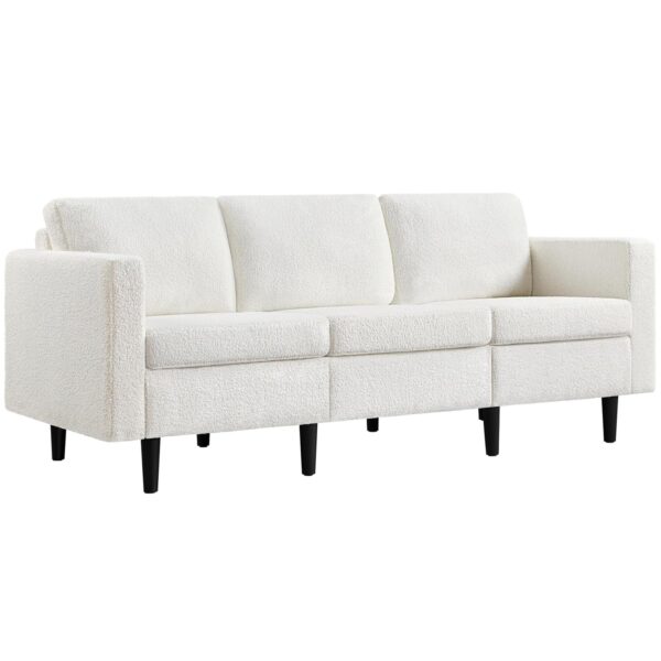 Yaheetech 3 Seater Sofa, Modern Fabric Couch, Upholstered Settee, Sectional Sofa for Living Room, Guest Room, Bedroom, Office, Ivory