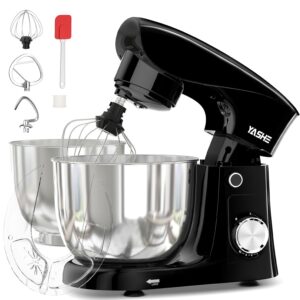 YASHE Stand Mixer, 4.5+5L Two Stainless Steel Bowls, 10+P Speed 1500W Tilt-Head Food Mixer with Dough Hook,Beater & Whisk, Dishwasher Safe