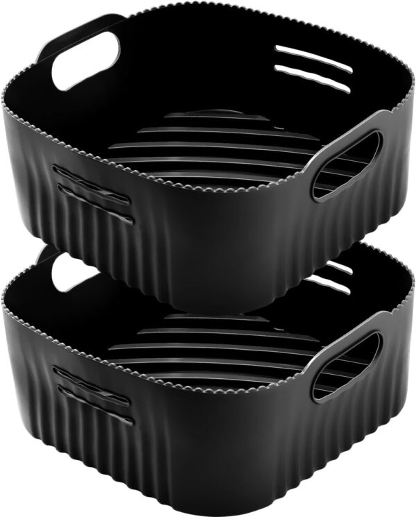 YINGRACE 8 inch/20cm Silicone Air Fryer Liners, 2PCS Air Fryer Accessories Compatible for Cosori 4.7L 5.5L, Tefal Easy Fry Max 5L, Ninja 4.7L Square Air Fryers, BPA-Free...