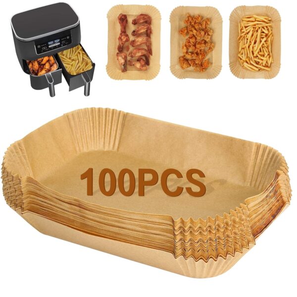 YQL Air Fryer Liners Disposable for Ninja/Tower Dual/Instant Vortex, 100PCS Airfryer Parchment Paper Liners Air Fryer Accessories Compatible with Ninja AF300UK, AF400UK, SL400UK...