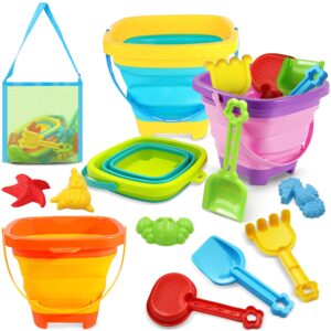 YZNlife Beach Toys for Kid Toddler, Sand Toys for Kid Toddler with 4 Collapsible Bucket,8PCS Shovel,4pcs Sand Pit Toy for Beach Summer Outdoor Activities,Travel Outdoor for Kids...
