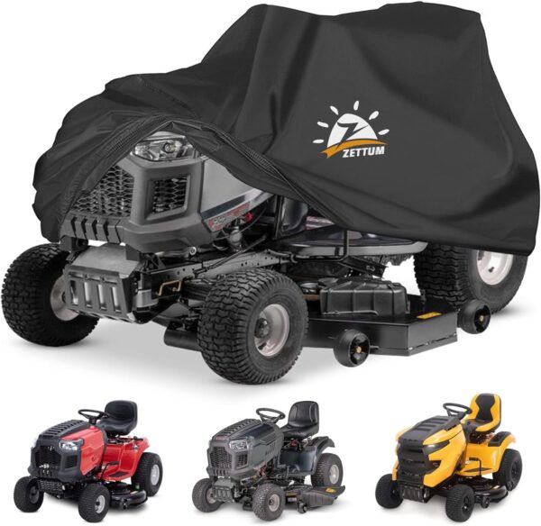 Zettum Riding Lawnmower Cover, 183 x 137 x 117 CM Lawnmower Storage Cover 600D PU Coating Ride on Mower Cover with Storage Bag Heavy Duty Lawn Mower Covers Waterproof