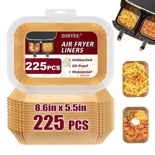 ZONYEE Air Fryer Liners Rectangle, 9x6.7in Air Fryer Disposable Paper Liners for Ninja Dual Air Fryer, Parchment Paper Liners Oil-Proof, Waterproof Fit Ninja AF300UK, AF400UK,...