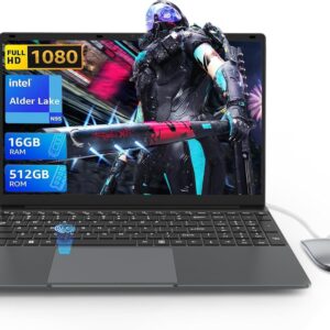 15.6" Full HD Laptop Quad-Core N95 Processor Laptop PC Up to 3.4GHz,16GB DDR4 512GB SSD UHD Graphics computer with Webcam,Touch ID Support WiFi, BT