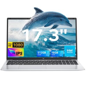 ACEMAGIC 17.3 Inch FHD Laptop with In-tel Quad-Core N97 Processor up to 3.6GHz, 16GB RAM DDR4 512GB SSD Notebook Laptops, Dual Speakers, HDMI, WiFi 5, BT5.0, 3*USB3.2, Type-C,...