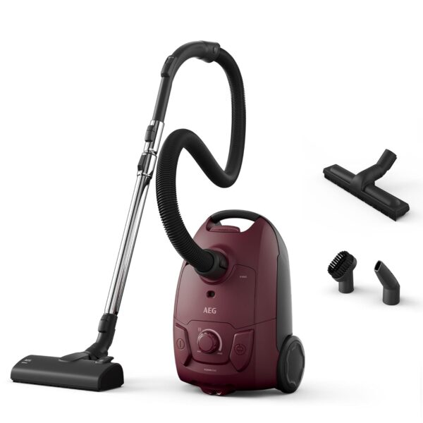 AEG AB51C2DR 5000 Bagged Cylinder Vacuum Cleaner,Strong Suction Power, 3L Dust Capacity, Ergonomic Design, High Filtration System, Suitable For Hard Floors and Carpets, Dustbag...