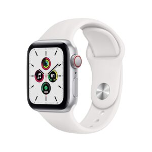 Apple Watch SE 2020 (GPS + Cellular, 40MM) Silver Aluminium Case with White Sport Band (Renewed)