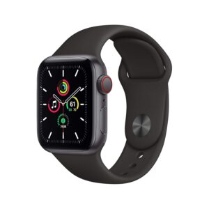 Apple Watch SE 2020 (GPS + Cellular, 40MM) Space Grey Aluminium Case with Black Sport Band (Renewed)