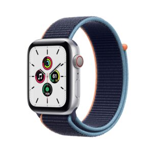 Apple Watch SE 2020 (GPS + Cellular, 44MM) Silver Aluminium Case with Seashell Sport Loop (Renewed)