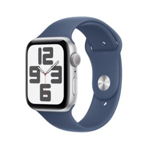 Apple Watch SE (2nd Gen) GPS 40mm Smartwatch with Silver Aluminium Case with Denim Sport Band - M/L. Fitness and Sleep Trackers, Crash Detection, Heart Rate Monitor, Retina Display