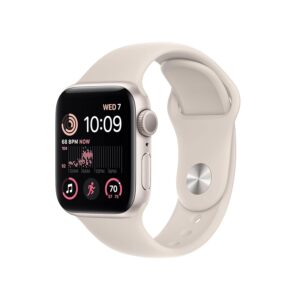 Apple Watch SE (2nd generation) (GPS, 40mm) Smart watch - Starlight Aluminium Case with Starlight Sport Band - Regular. Fitness & Sleep Tracker, Crash Detection, Heart Rate...
