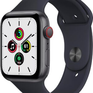 Apple Watch SE (GPS + Cellular, 44mm) Space Gray Aluminum Case with Midnight Sport Band (Renewed)