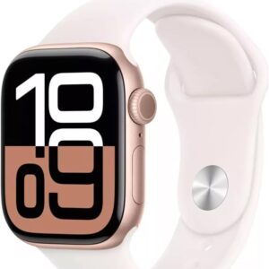 Apple Watch Series 10 [GPS, 42mm] - Rose Gold Aluminium Case with Light Blush Sport Loop (Renewed)