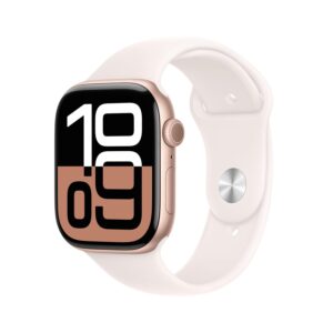 Apple Watch Series 10 GPS 46 mm Smartwatch with Rose Gold Aluminium Case with Light Blush Sport Band - M/L. Fitness Tracker, ECG App, Always-On Retina Display, Water Resistant