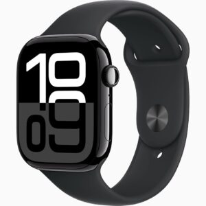 Apple Watch Series 10 [GPS, 46mm] - Jet Black Aluminum Case with Black Sport Band, M/L (Renewed)
