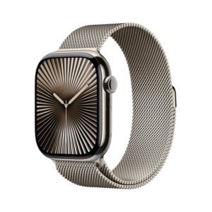 Apple Watch Series 10 GPS + Cellular 46 mm Smartwatch with Natural Titanium Case with Natural Milanese Loop - S/M. Fitness Tracker, ECG App, Always-On Retina Display, Carbon...