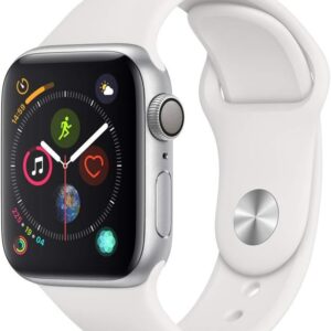 Apple Watch Series 4 (GPS, 40MM) - Silver Aluminium Case with White Sport Band (Renewed)