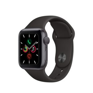 Apple Watch Series 5 40mm (GPS Only) Aluminium Case Grey Sport Band Black (Renewed)
