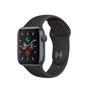 Apple Watch Series 5 (GPS, 40mm) - Space Grey Aluminium Case with Black Sport Band (Renewed)