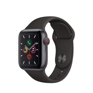 Apple Watch Series 5 (GPS + Cellular, 40mm) - Space Grey Aluminium Case with Black Sport Band (Renewed)