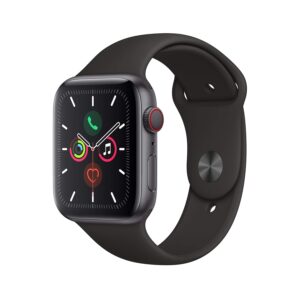 Apple Watch Series 5 (GPS + Cellular, 44mm) - Space Grey Aluminium Case with Black Sport Band (Renewed)