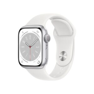 Apple Watch Series 8 (GPS, 41MM) - Silver Aluminum Case with White Sport Band, Regular (Renewed)