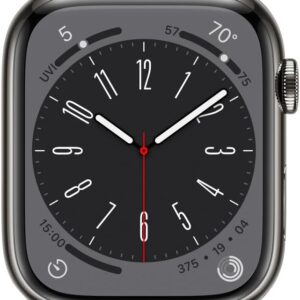 Apple Watch Series 8 (GPS + Cellular, 45mm) Graphite Stainless Steel Case with Midnight Sport Band, M/L (Renewed)