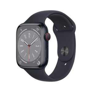 Apple Watch Series 8 (GPS + Cellular, 45MM) - Midnight Aluminium Case with Midnight Sport Band (Renewed)