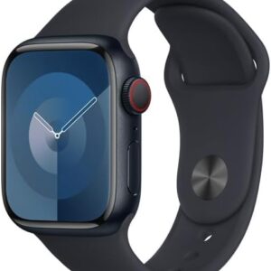 Apple Watch Series 9 (GPS + Cellular, 41 MM) Midnight Aluminium Case with Midnight Sports Band, M/L (Renewed)