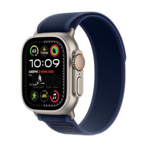 Apple Watch Ultra 2 GPS + Cellular 49mm Smartwatch, Sports Watch with Natural Rugged Titanium Case with Blue Trail Loop - M/L. Fitness Tracker, Precision GPS, Extra-Long Battery...