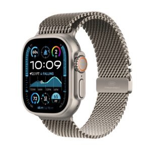 Apple Watch Ultra 2 GPS + Cellular 49mm Smartwatch, Sports Watch with Natural Rugged Titanium Case and Natural Milanese Loop- M. Fitness Tracker, Precision GPS, Extra-Long...