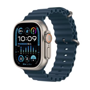 Apple Watch Ultra 2 [GPS + Cellular, 49MM] Titanium Case with Blue Ocean Band - One Size(Renewed)