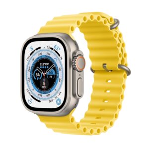 Apple Watch Ultra (GPS + Cellular, 49mm) Titanium Case with Yellow Ocean Band - One Size(Renewed)