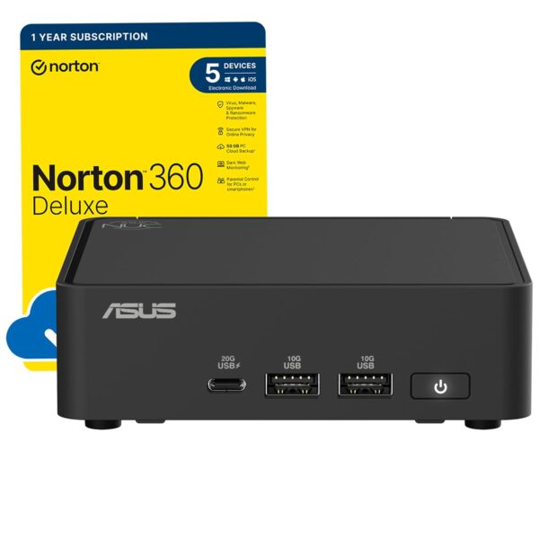 ASUS NUC 15 Pro AI-Ready Mini PC Desktop (Intel Core Ultra 225H,16GB DDR5 RAM, 500GB PCIe Gen 4 SSD, WiFi 7, BT 5.4, Windows 11 Pro) includes Free Norton 360 Deluxe Anti virus