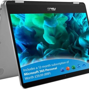 ASUS Touchscreen VivoBook Flip with Microsoft Office 365 - TP401MA 14 Inch Laptop (Intel Pentium Silver N5030, 4 GB RAM, 128 GB SSD, Windows 10 Home) Includes 1 Year Microsoft...