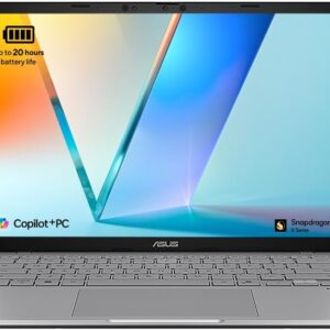 ASUS Vivobook S14 S3407QA 14.0-inch 2.8K Co-Pilot+ PC (Qualcomm Snapdragon X Plus, 16GB RAM, 1TB PCIe G4 SSD, Backlit Keyboard, 20 Hour Battery Life, Windows 11 Home)