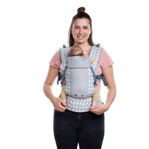 Beco Gemini Cool Baby Carrier Newborn to Toddler - Baby Body Carrier, Backpack, Front Carrier with Adjustable Seat, Ergonomic Baby Holder 7-35lbs (Cool Grey Geo)