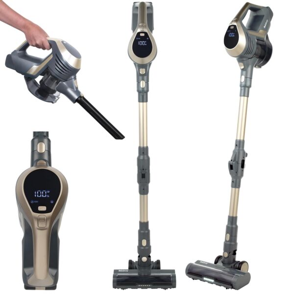 Beldray BEL01727TT Titanium Smartflex Cordless Vacuum Cleaner – Multi-Cyclonic 1L Stick Vac, Flexi-Hinge, LED Digital Display, Battery Level Indicator, Smart Blockage Sensor,...