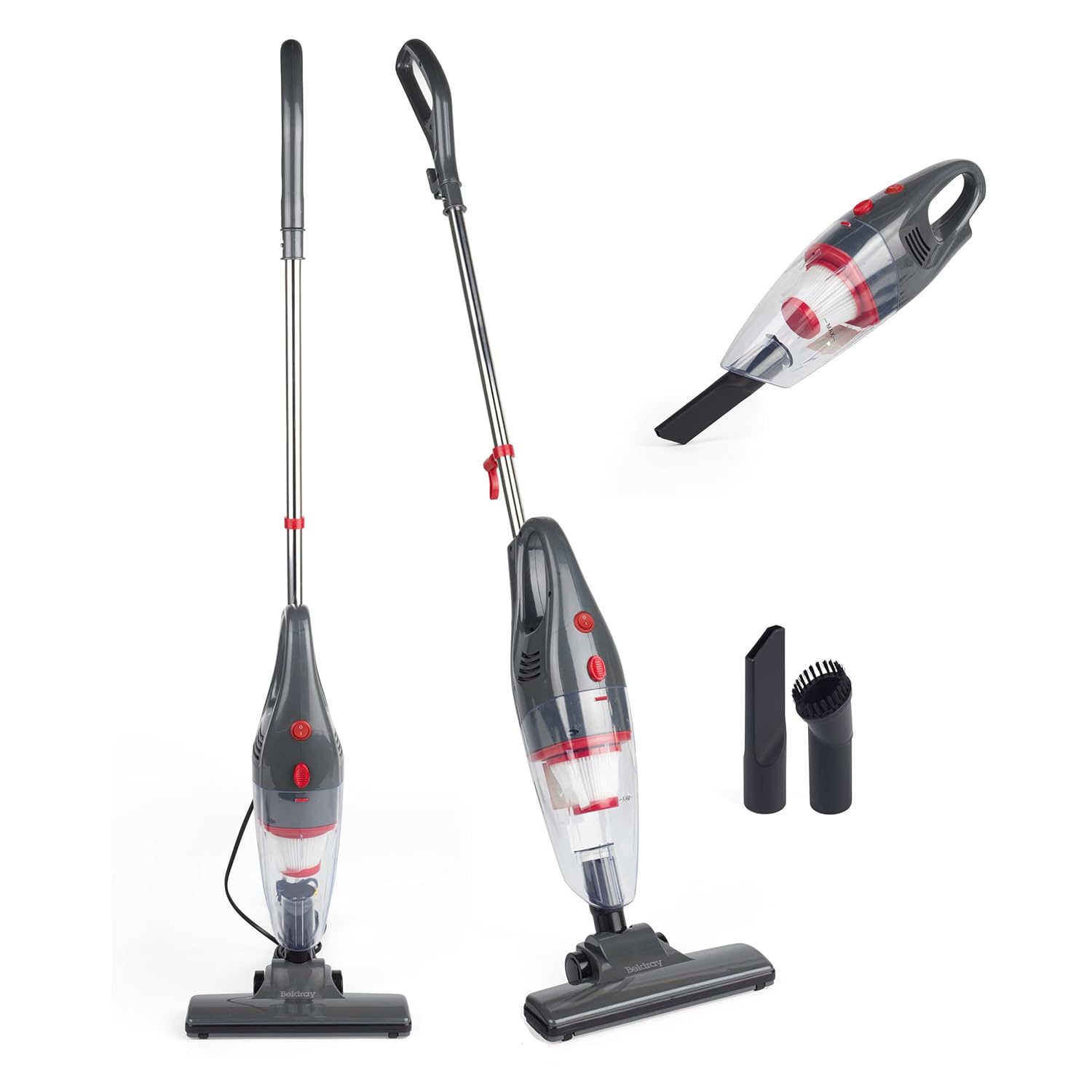 Beldray BEL0770N-GRY 2-in-1 Upright Stick Vacuum Cleaner – Corded Handheld Vac for Pet Hair, Lightweight Car Vacuum, Stairs/Upholstery, Bagless 1L Dust Tank, HEPA Filter,...