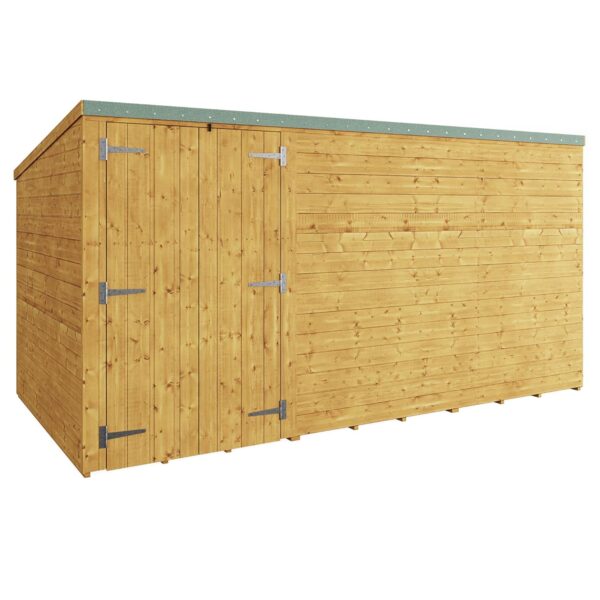 BillyOh Master 12x6 Wooden Garden Shed with Pent Roof – Secure Windowless Garden Storage Shed Design, Wide Double Doors, Tongue and Groove Wood Cladding, Easy Assembly &...