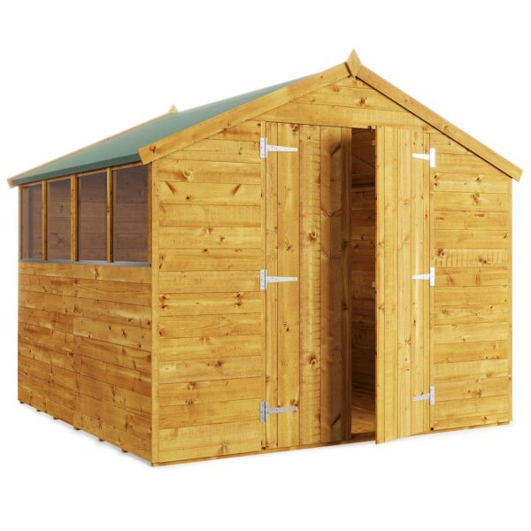 BillyOh Master 8x8 Wooden Garden Shed with Apex Roof – Versatile Windowed Garden Storage Shed Design, Wide Double Doors, Tongue and Groove Wood Cladding, Easy Assembly &...