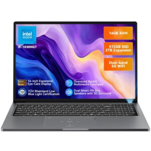 Blackview 16-inch Gaming Laptop | Intel Core i5-1030NG7 | 16GB DDR4 RAM | 512GB SSD /2TB HDD | Backlit Keyboard, Fingerprint Unlock, WiFi6 USB 3.0, Webcam, Slim Laptops For...