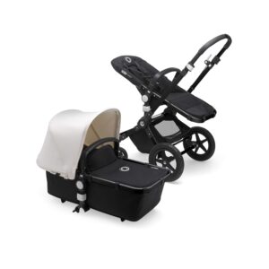 Bugaboo Cameleon 3 Plus: Versatile 2-in-1 Pushchair with Swivel Handlebar for a Comfortable Ride, Carrycot 0-4 Years, Black Chassis & Grey Mottled Sun Canopy