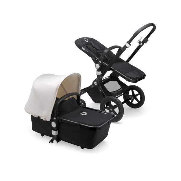 Bugaboo Cameleon 3 Plus: Versatile 2-in-1 Pushchair with Swivel Handlebar for a Comfortable Ride, Carrycot 0-4 Years, Black Chassis & Grey Mottled Sun Canopy