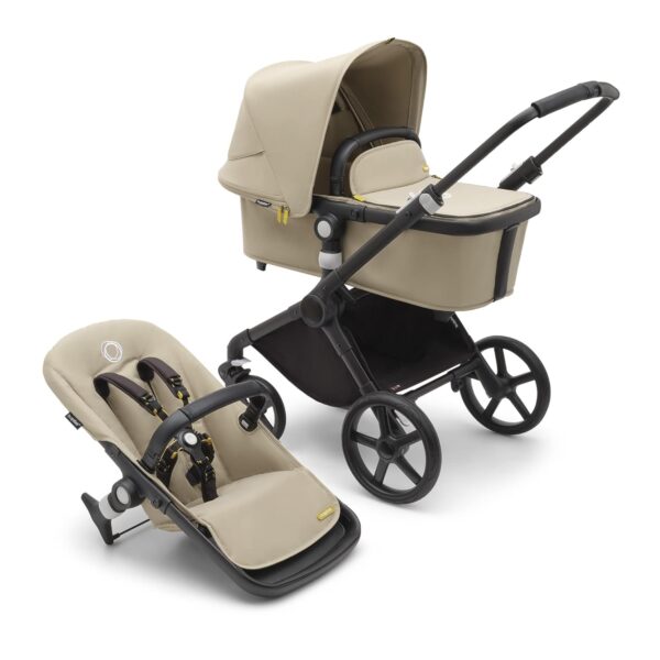 Bugaboo Fox Cub All-Terrain Stroller, Lightweight and Strong Pram and Baby Pushchair, Durable Design and Extra-Large Sun Canopy, One-Piece Self-Standing Fold, Desert Beige