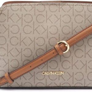 Calvin Klein Women's Hailey Signature Triple Compartment Chain Crossbody, One Size