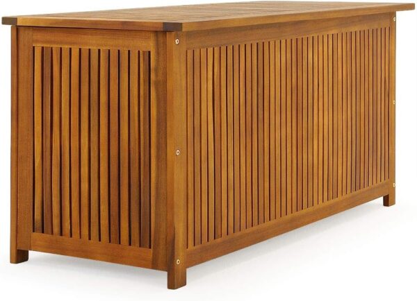 CASARIA® Wooden Garden Storage Box With Lid | Outdoor Waterproof | 115cm | Pre-Oiled Acacia Wood | Inner Tarpaulin | Wood Chest For Cushions Pillows | Outdoor Garden Terrace |...