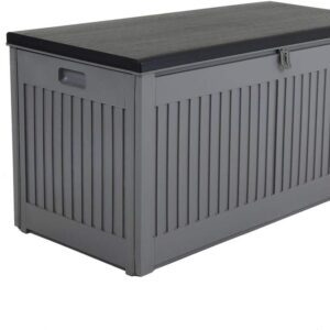Charles Bentley, 270L, Outdoor, Garden, Plastic, Storage Box, Grey Body, Black Lid, Moulded Handles, Padlock Hasp, Sliding Lifts, PP Vacuum, Indoor, Outdoor, Steel, Storage...